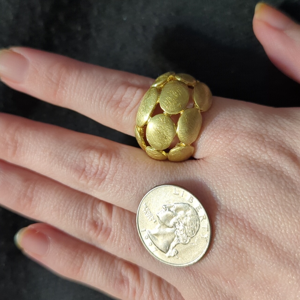 Solid Brass Domed Open Work Chunky Oversized Stat… - image 4